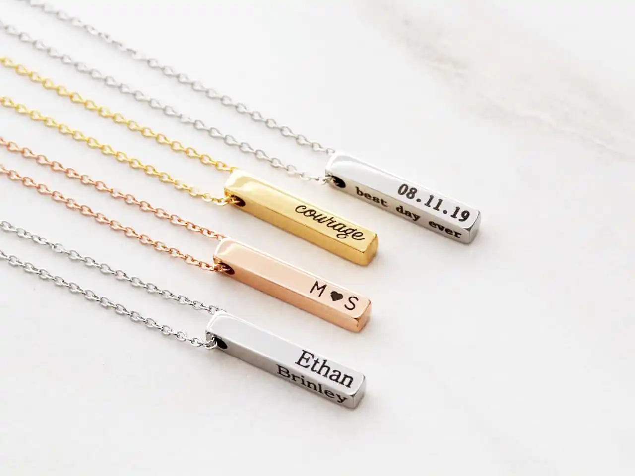 Personalized Vertical Bar Necklace - Image 2
