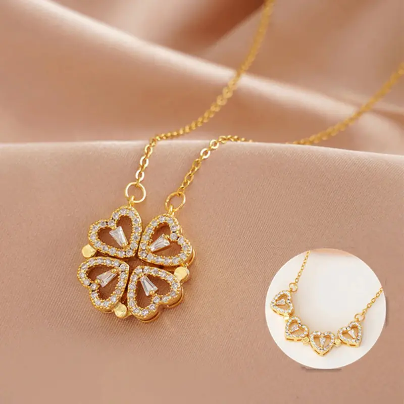 WhatsApp Image 2025-12-08 at 18.30.35_66280bce Magnetic Four-Leaf Clover Heart Necklace - Image 2