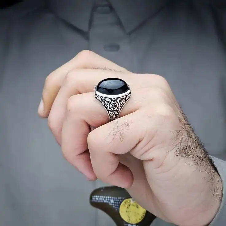 black yamni aqeeq design ring black yamni aqeeq design ring