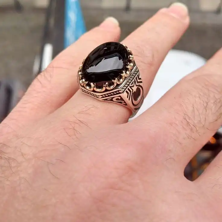 black yamni aqeeq design ring black yamni aqeeq design ring