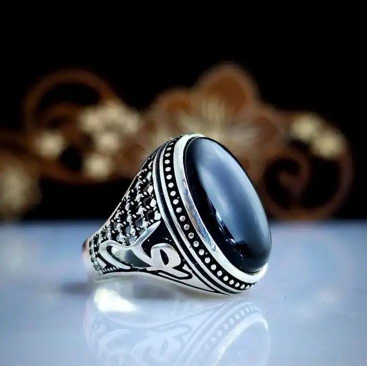black yamni aqeeq design ring black yamni aqeeq design ring